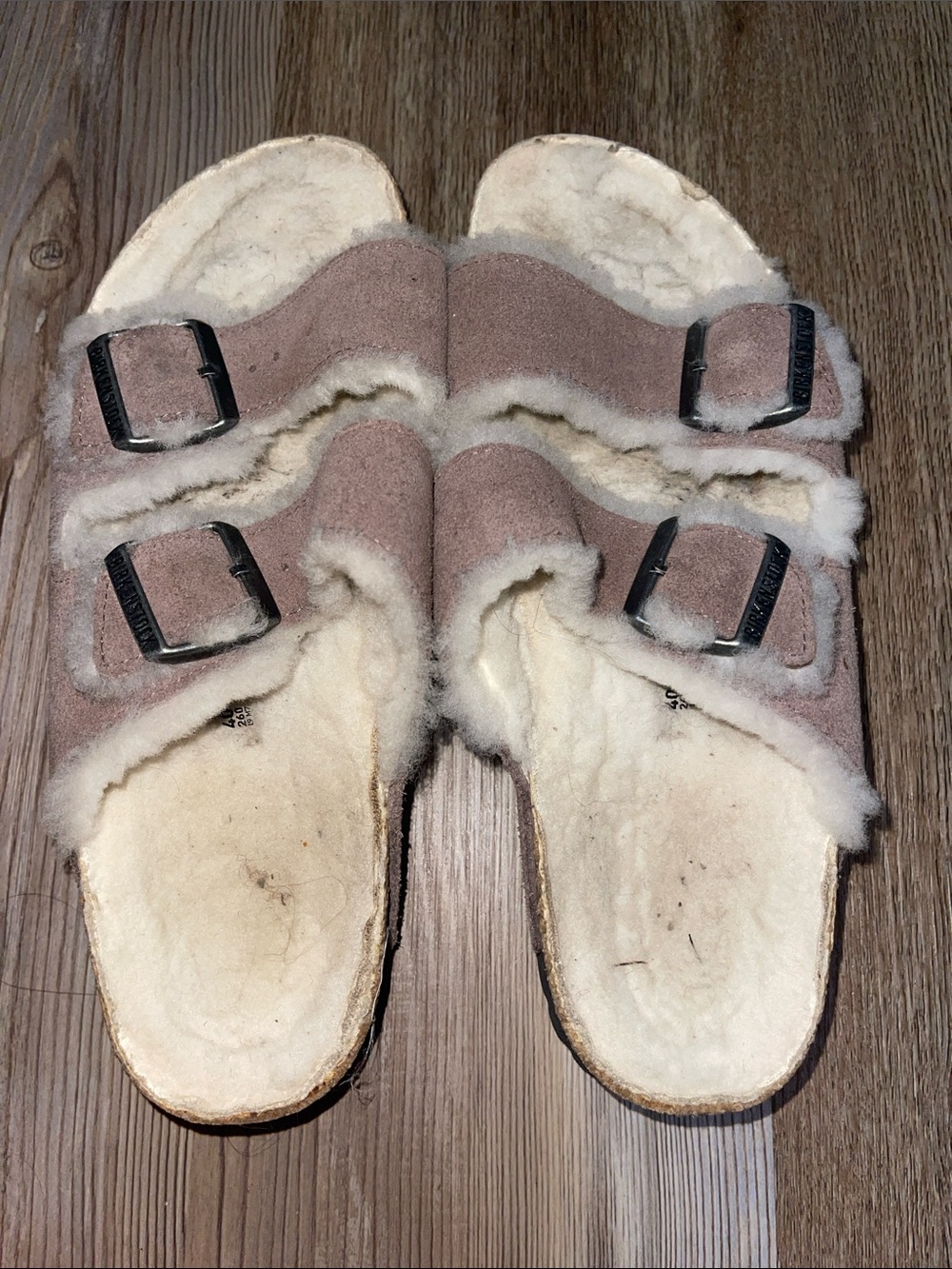 Birkenstock Arizona Shearling sandals suede leather sz 40 - Picture 3 of 6
